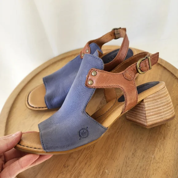 Born Women's Leather Blue Sandals - Picture 5 of 13
